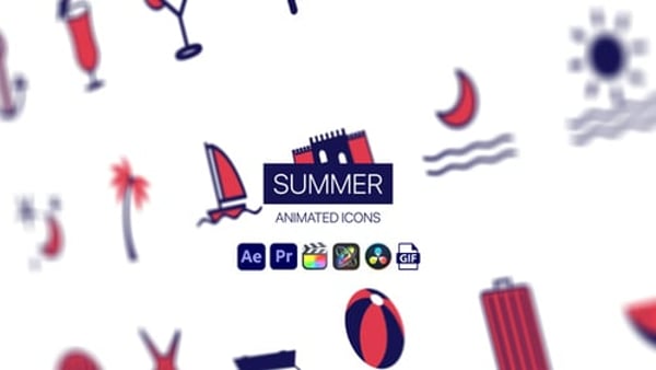 Summer Animated Icons - Bright Summer Motion Icons Animation Pack