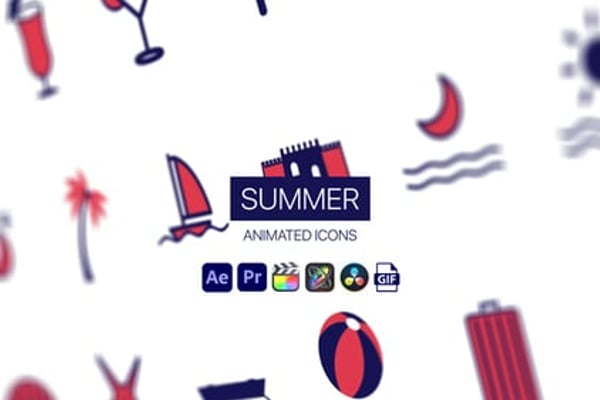 Summer Animated Icons - Bright Summer Motion Icons Animation Pack