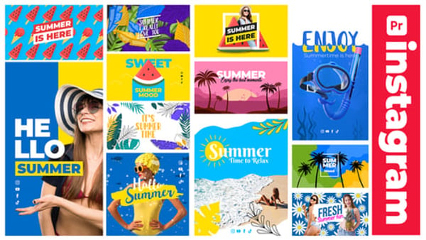 Summer Instagram Stories & Posters Template for Travel and Vacation Social Media