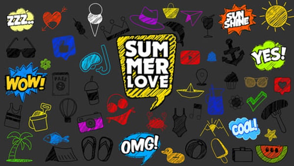 Summer Scribble Icons for Premiere Pro | 60+ Animated Handwritten Doodles