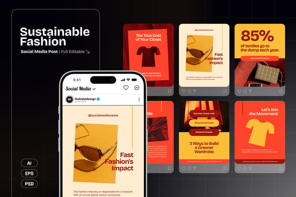 Sustainable Fashion Social Media Post Templates