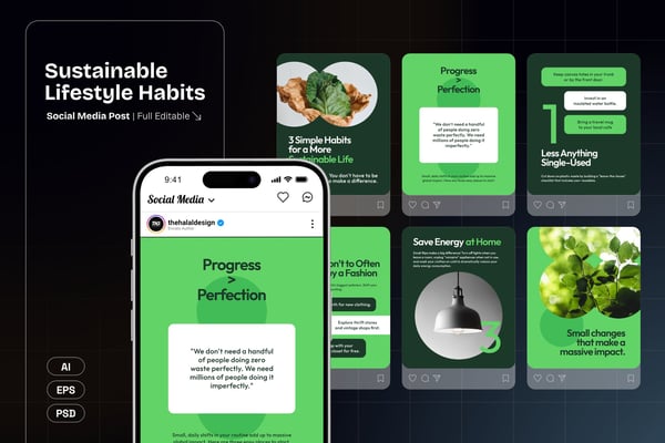 Sustainable Lifestyle Habits - Instagram Post