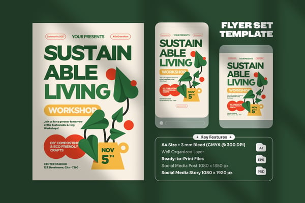 Sustainable Living Workshop - Flyer Set