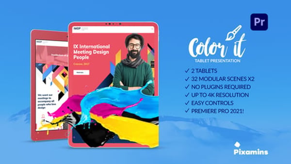 Tablet App & Web Promo Mockup for Premiere Pro – 2 Devices, 4K Scenes