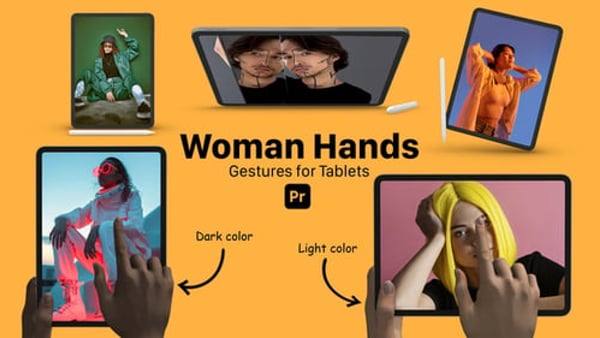 Tablet Female Hand Gestures for Premiere Pro | App Promo & UI Showcase