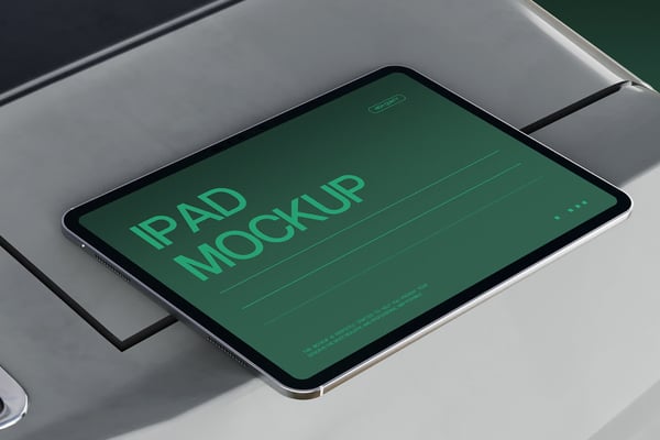 Tablet Mockup On A Car Hood