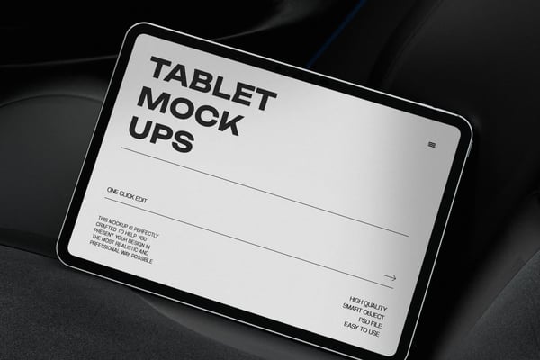 Tablet Mockup On A Luxury Car Seat