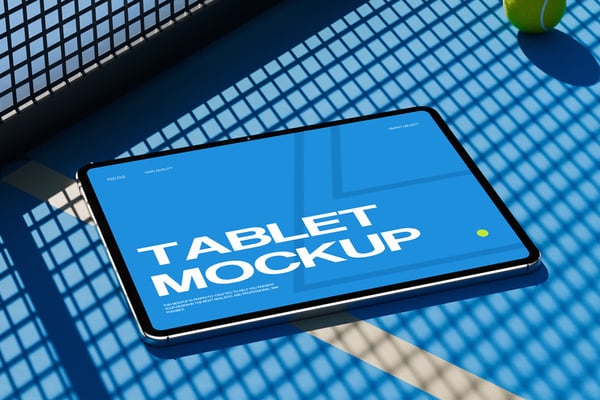 Tablet Mockup On A Sunny Tennis Court