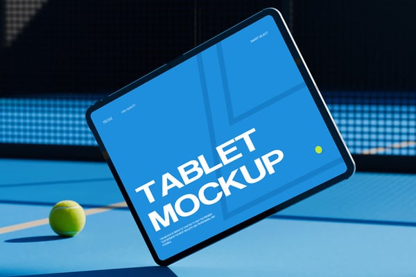 Tablet Mockup On A Tennis Court