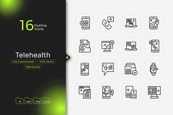 Telehealth Outline Icon Set