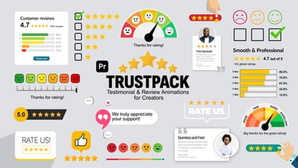 Testimonial & Review Toolkit for Premiere Pro | 30 Social Proof Animations