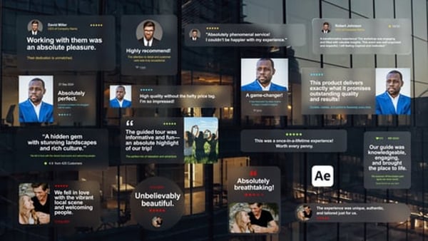 Testimonials Glass Pack - Elegant Transparent Review Animation Template Collection