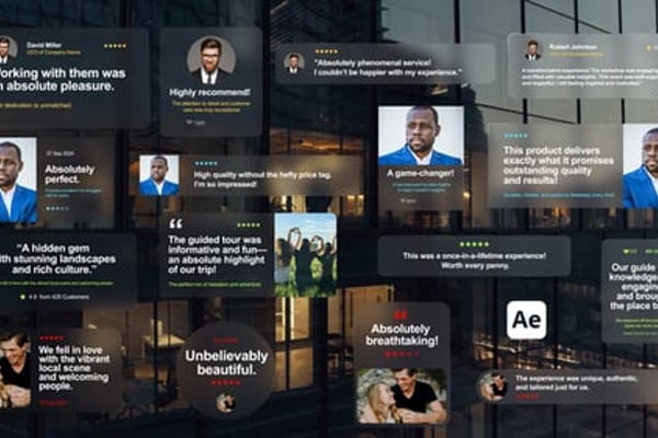 Testimonials Glass Pack - Elegant Transparent Review Animation Template Collection