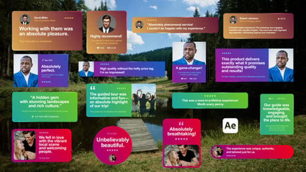 Testimonials Gradient Pack - Modern Review Quotes Animation Template Collection