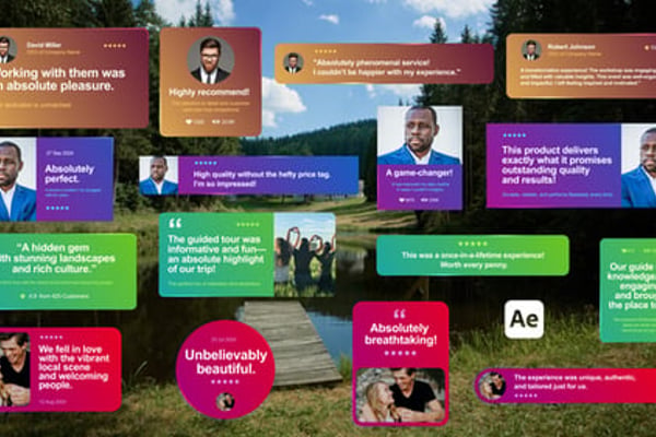 Testimonials Gradient Pack - Modern Review Quotes Animation Template Collection