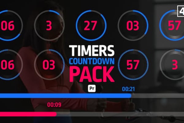 Timers Countdown Pack for Premiere Pro Timers Countdown Pack - Digital Timer Counter Motion Graphics