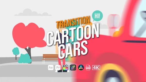 Transition Cartoon Cars - Animated Vehicle Transition Effects Pack