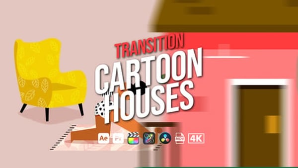 Transition Cartoon Houses - Animated House Scene Transition Pack