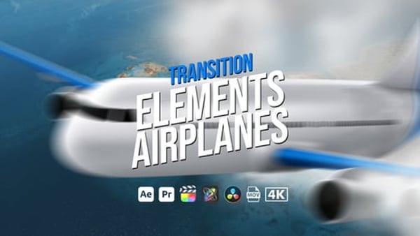 Transition Elements Airplanes - Animated Flight Travel Transition Icons Pack