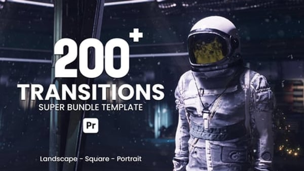 Transitions Super Bundle for Premiere Pro – 200+ Glitch, Brush, Ink & Shake