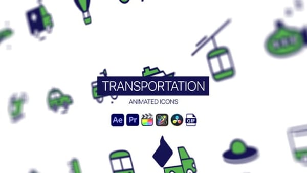 Transportation Animated Icons - Transport Motion Icons Animation Pack