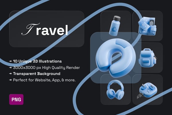 Travel 3D Icon Pack