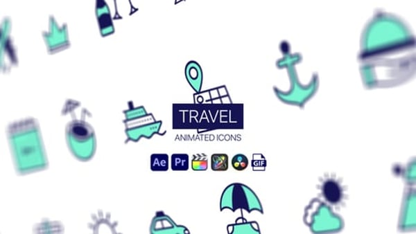 Travel Animated Icons - Tourism Motion Icons Animated Pack