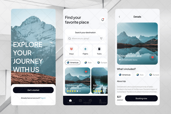 Travel Guide Mini Mobile App UI Kit