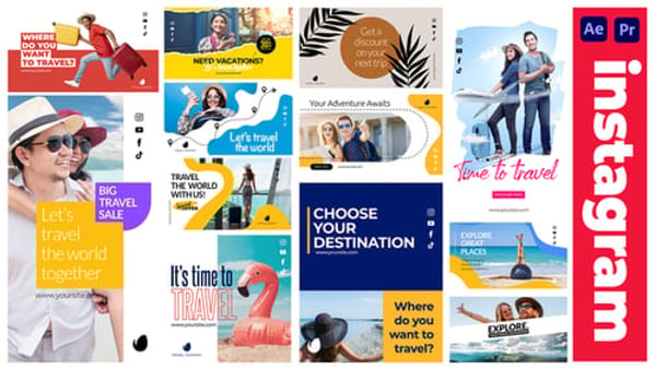Travel Instagram Stories & Poster Templates for After Effects and Premiere Pro MOGRT