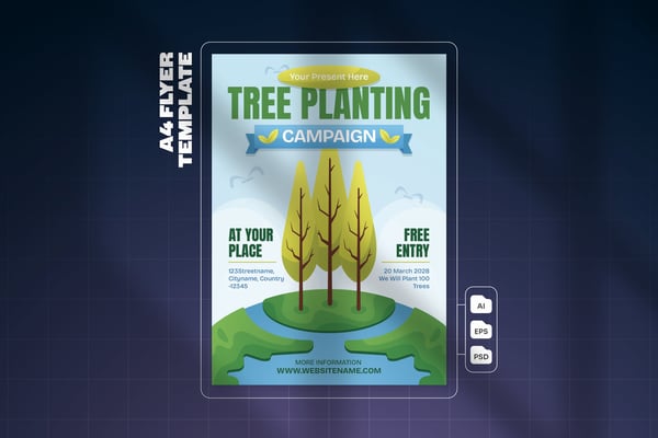 Tree Planting Campaign A4 Flyer Template