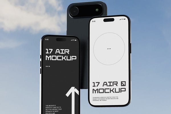 Triple Floating Phone Mockup