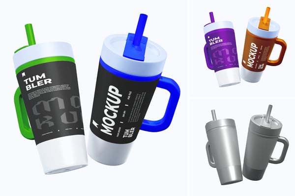 Tumbler with Handle Mockup