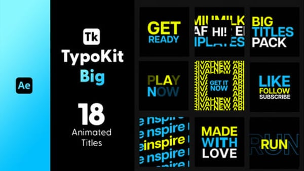 Typography Kit Big Titles for After Effects - Bold Large Text Motion Titles Pack