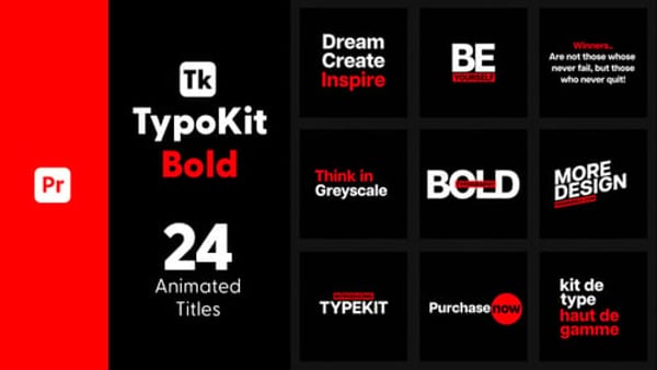 Typography Kit Bold Titles for Premiere Pro - Bold Text Animation Motion Titles Pack
