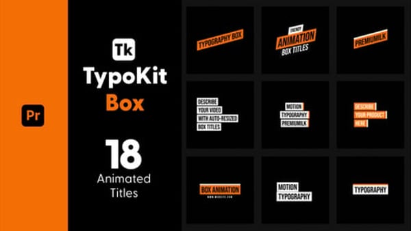 Typography Kit Box Titles for Premiere Pro - Box Style Text Motion Titles Pack