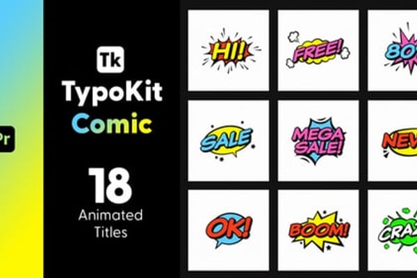 Typography Kit Comic Titles for Premiere Pro - Comic Style Text Motion Titles Pack