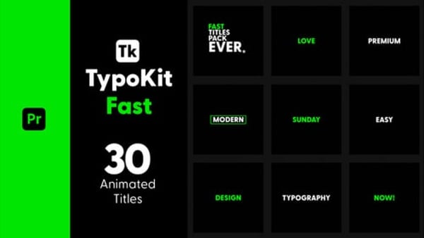 Typography Kit Fast Titles for Premiere Pro - Fast Animated Text Motion Titles Pack