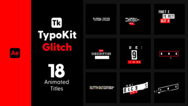 Typography Kit Glitch Titles for After Effects - Glitch Text Animation Motion Titles Pack