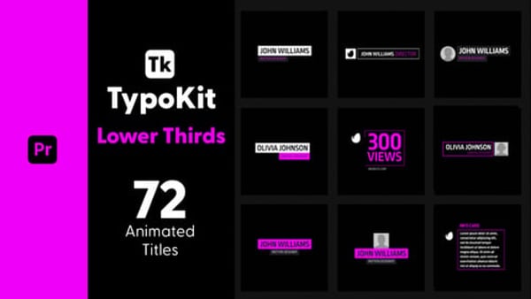 Typography Kit Lower Thirds Titles for Premiere Pro - Lower Third Text Motion Titles Pack