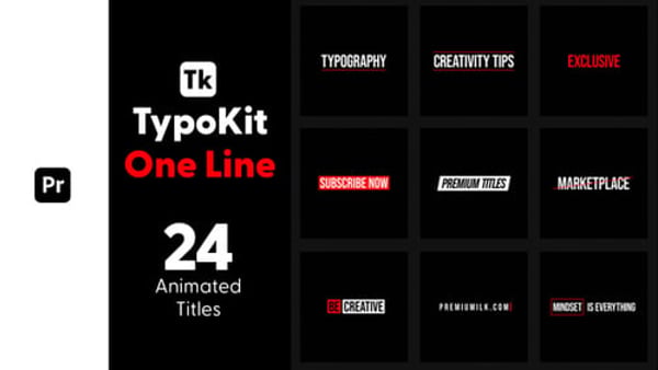 Typography Kit One Line Titles for Premiere Pro - Single Line Text Motion Titles Pack