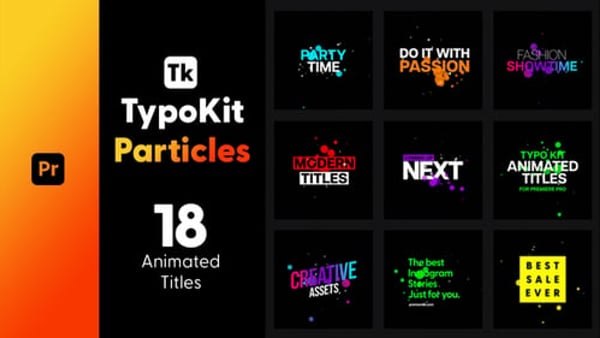 Typography Kit Particles Titles for Premiere Pro - Particle Text Animation Motion Titles Pack