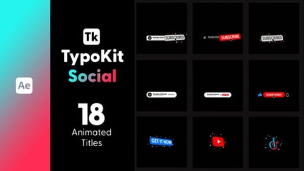Typography Kit Social Titles for After Effects - Social Media Text Motion Titles Pack