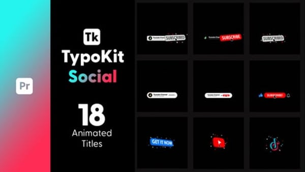 Typography Kit Social Titles for Premiere Pro - Social Media Text Motion Titles Pack