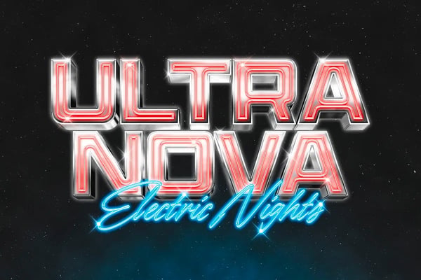 Ultra Nova Electric Neon Text Effect - Chrome Light PSD Template
