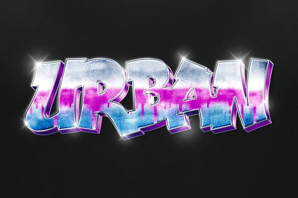 Urban Graffiti Chrome Text Effect - Dripping Spray PSD Template