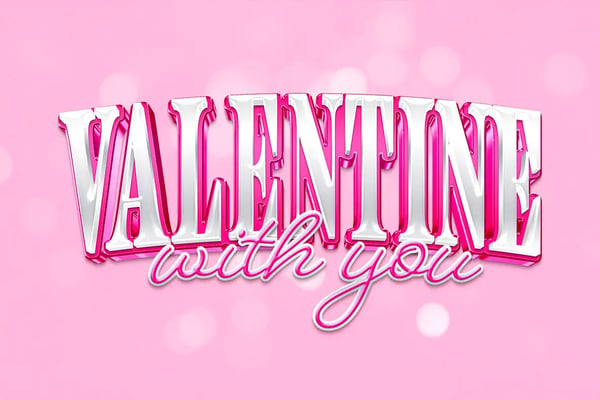Valentine With You Text Effect - Romantic Pink PSD Template