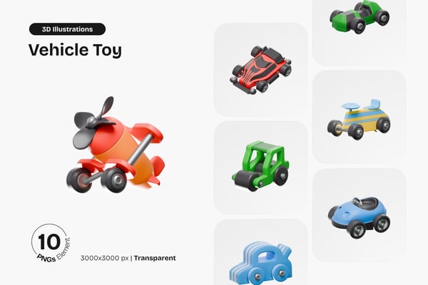 Vehicle Toy 3D Icon Pack