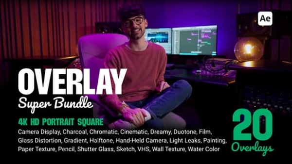 Video Overlay Super Bundle for After Effects – 20 Categories in 4K/HD/Square/Portrait