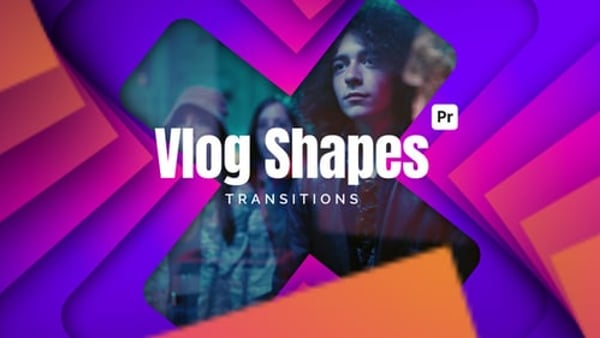 Vlog Shape Transitions for Premiere Pro | 15 Zooming MOGRT Shapes