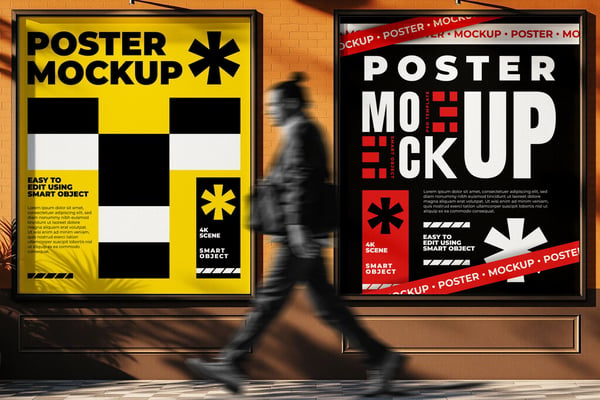 Wall Poster Mockup Set – Realistic Urban Scene